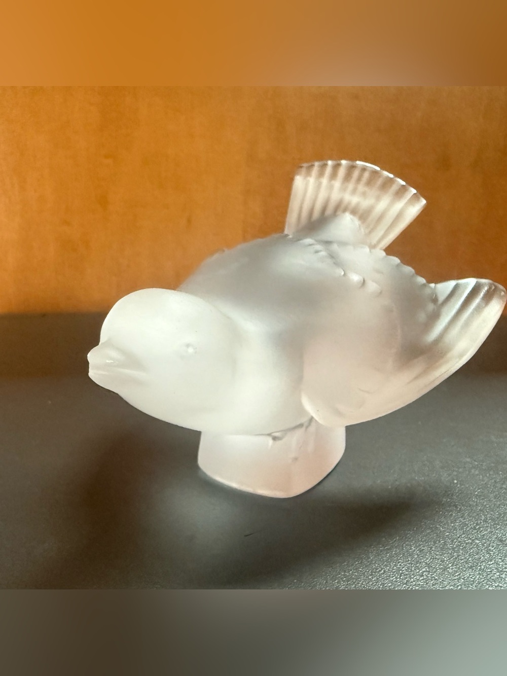 Vintage Lalique France Frosted Crystal Bird Figurine – 5” – Signed